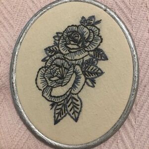 Floral Embroidered Wall Art Handmade